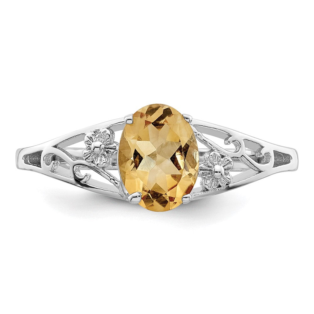Sterling Silver Rhodium Citrine ring - 3