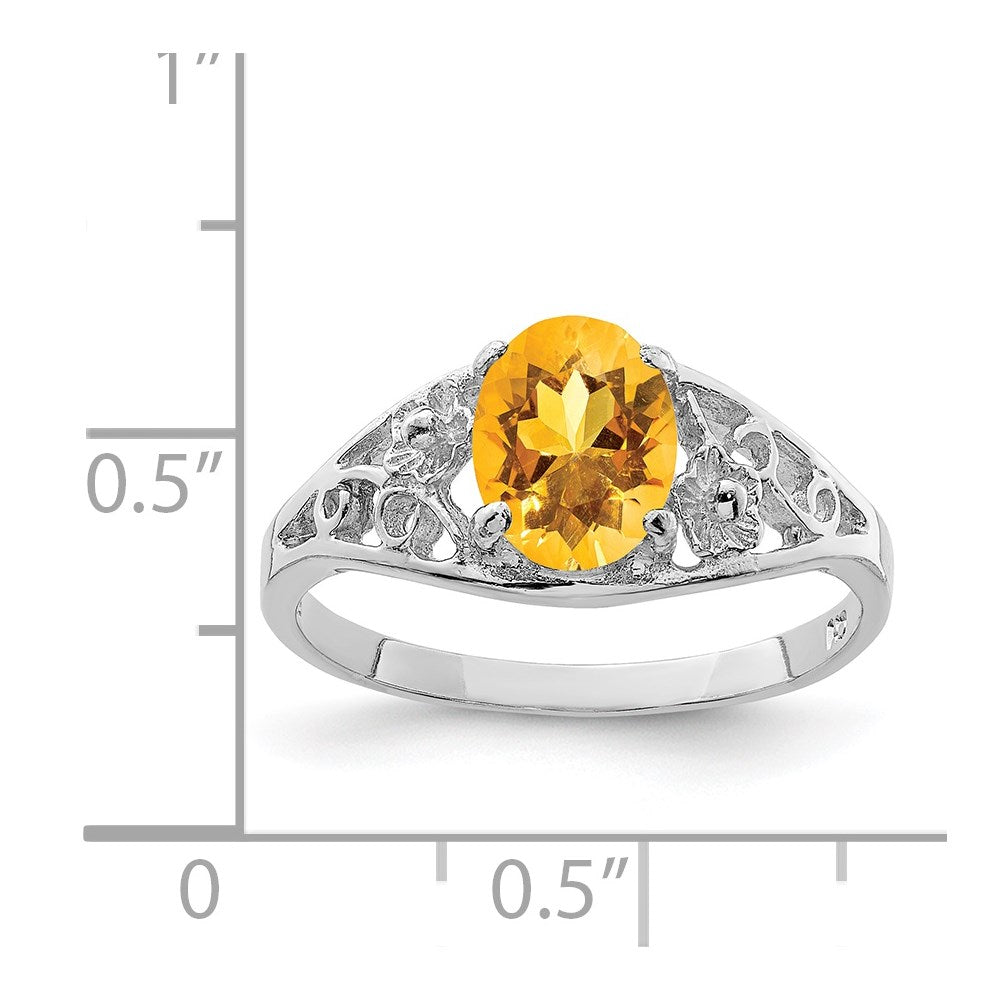 Sterling Silver Rhodium Citrine ring - 3