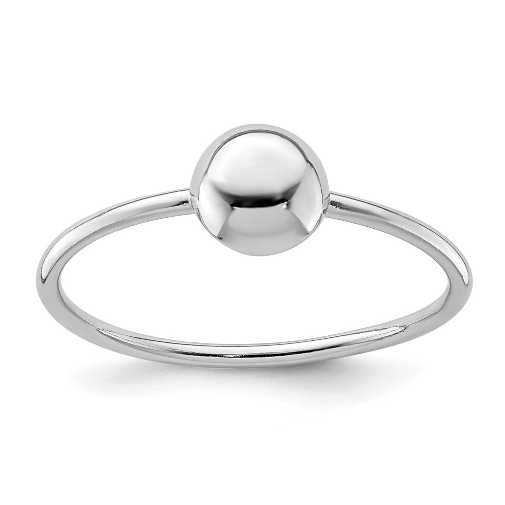 Sterling Silver Rhodium-plated Polished Bead Ring - 3