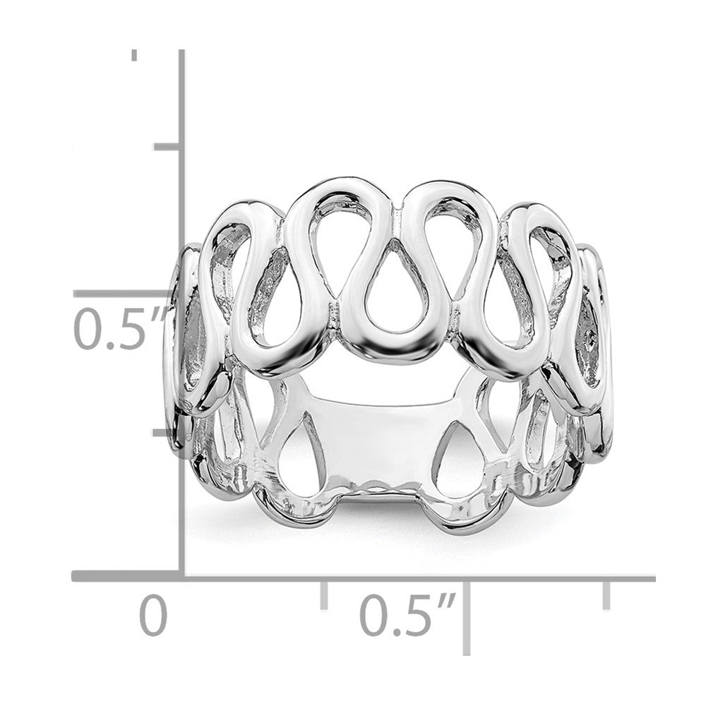 Sterling Silver Rhodium-plated Fancy Swirls Band