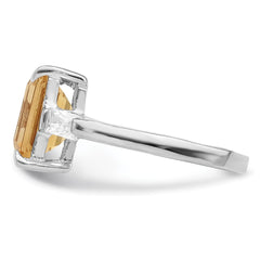 Sterling Silver Rhodium Citrine ring - 7