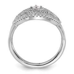 Sterling Silver Rhodium-plated CZ Filigree Oval Ring - 3