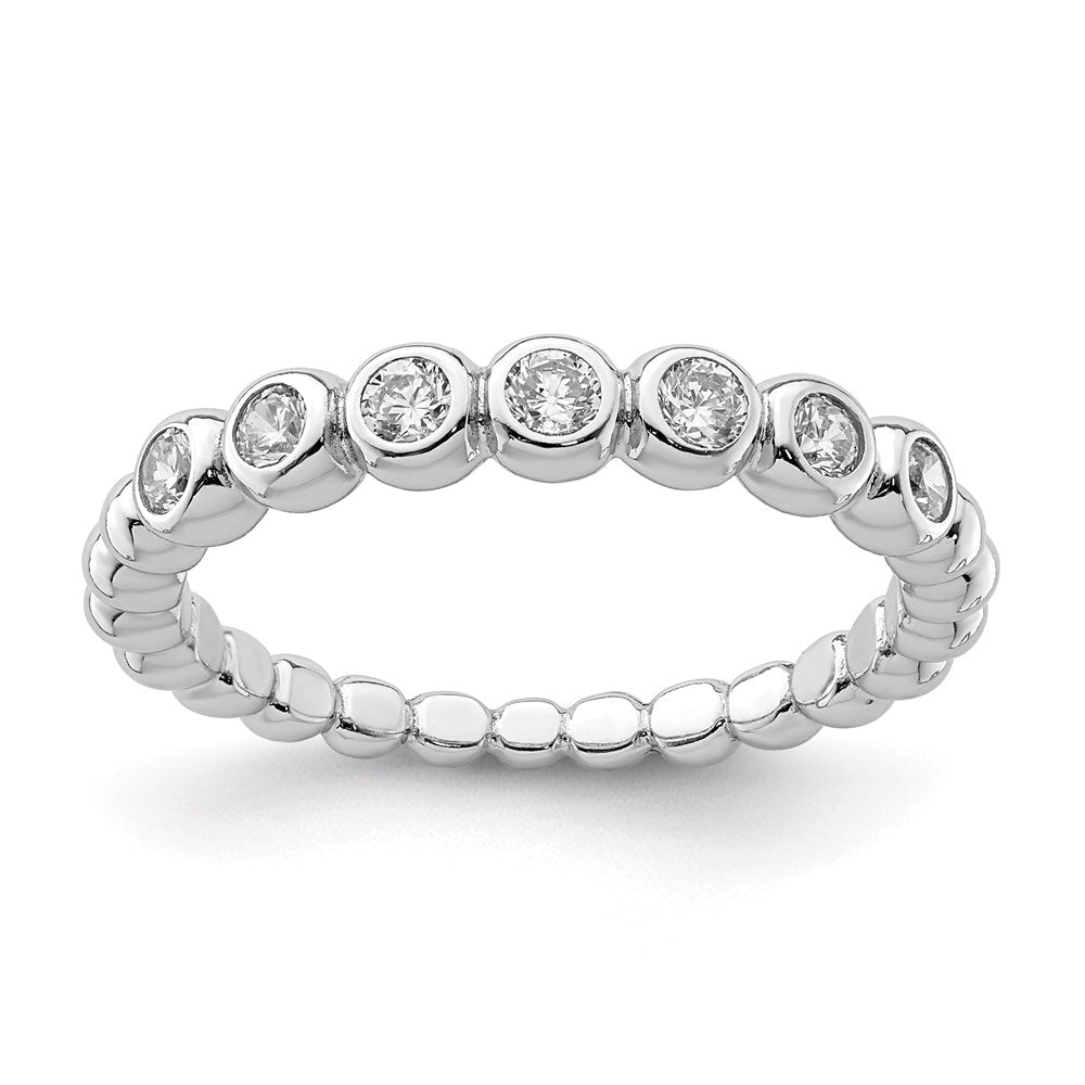 Sterling Silver Rhodium Plated CZ Ring - 6