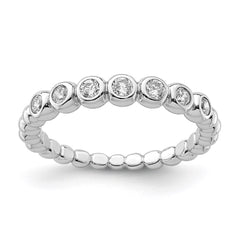 Sterling Silver Rhodium Plated CZ Ring - 2