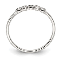 Sterling Silver Rhodium-plated 5-Bezel CZ Ring - 2