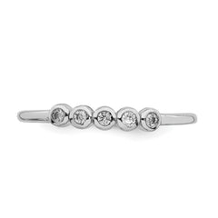 Sterling Silver Rhodium-plated 5-Bezel CZ Ring - 2