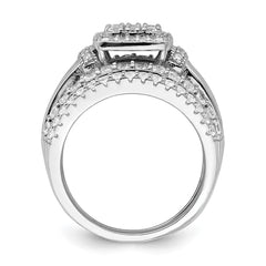 Sterling Silver Rhodium-plated CZ Square Cut 3 Piece Set Ring - 3