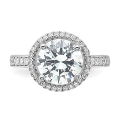 Sterling Silver Rhodium-plated 8mm Center Halo CZ Ring - 3