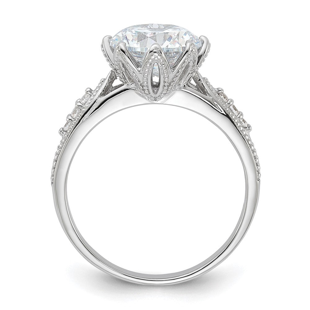 Sterling Silver Rhodium-plated 9mm CZ Ring - 2