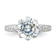 Sterling Silver Rhodium-plated 9mm CZ Ring - 3