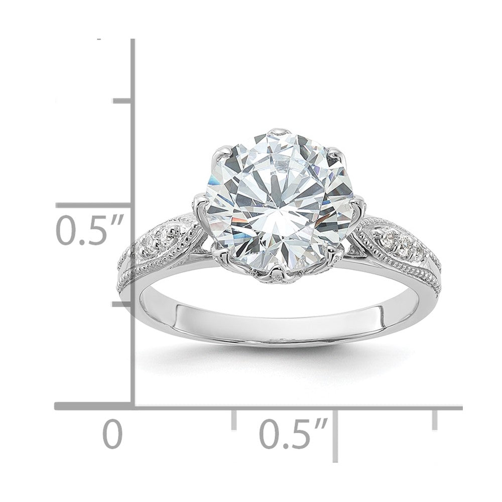 Sterling Silver Rhodium-plated 9mm CZ Ring - 2