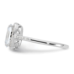Sterling Silver Rhodium-plated 9x7 Cushion CZ Ring - 2