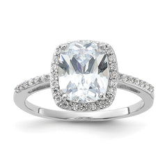 Sterling Silver Rhodium-plated 9x7 Cushion CZ Ring - 2