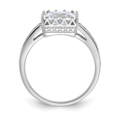 Sterling Silver Rhodium-plated Polished CZ Ring - 2