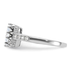 Sterling Silver Rhodium-plated Polished CZ Ring - 3