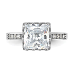 Sterling Silver Rhodium-plated Polished CZ Ring - 3