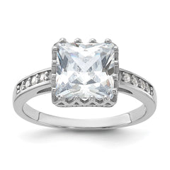 Sterling Silver Rhodium-plated Polished CZ Ring - 2