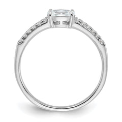 Sterling Silver Rhodium-plated Oval CZ Ring - 3