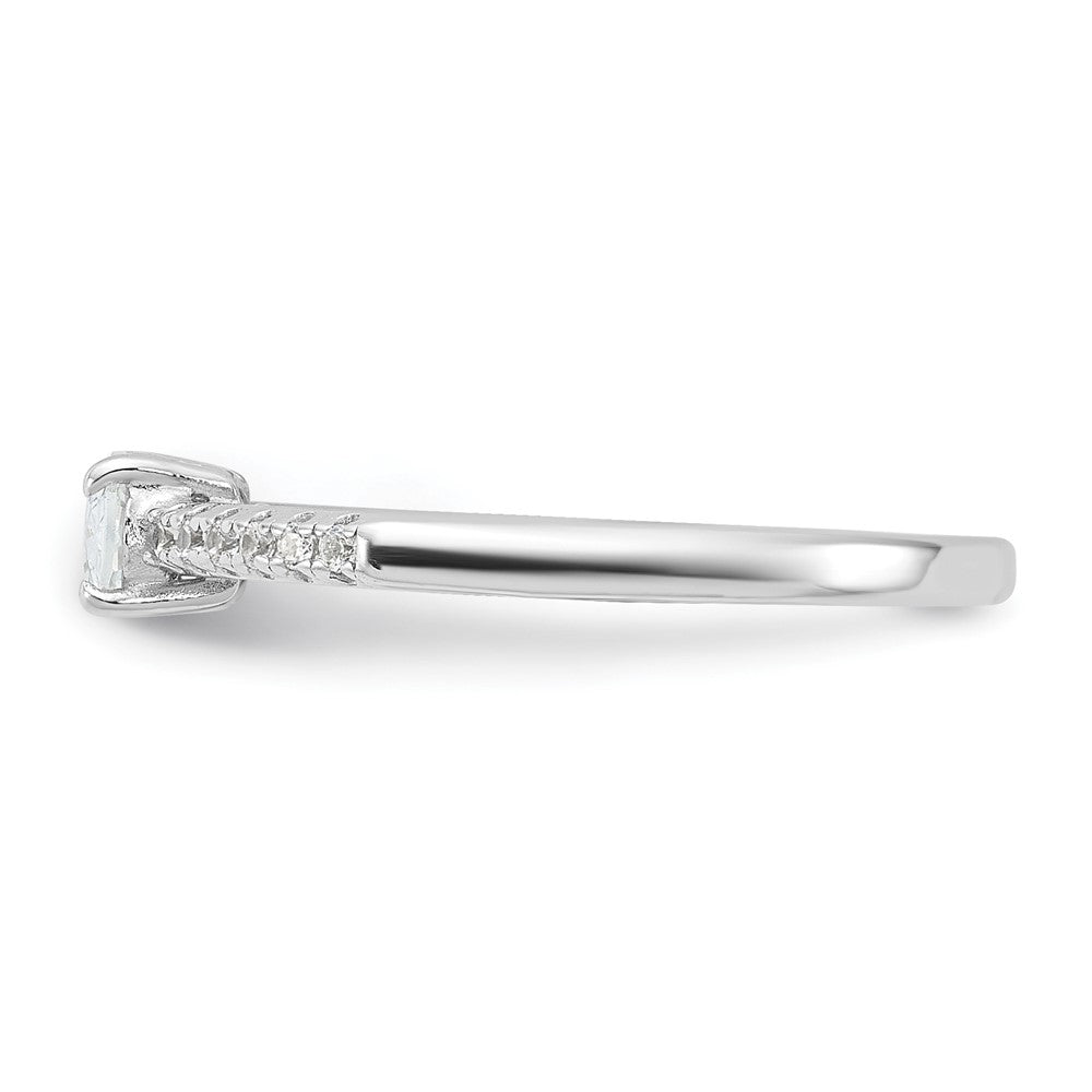 Sterling Silver Rhodium-plated Oval CZ Ring - 2