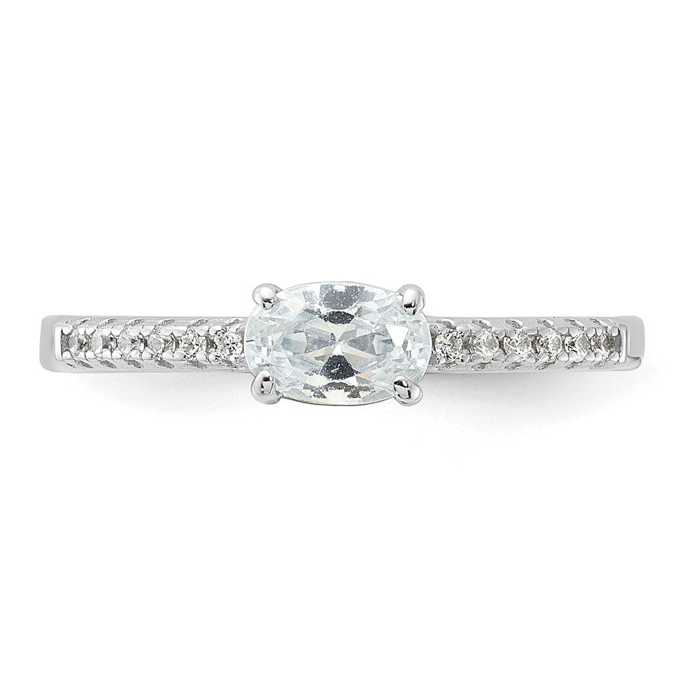 Sterling Silver Rhodium-plated Oval CZ Ring - 2