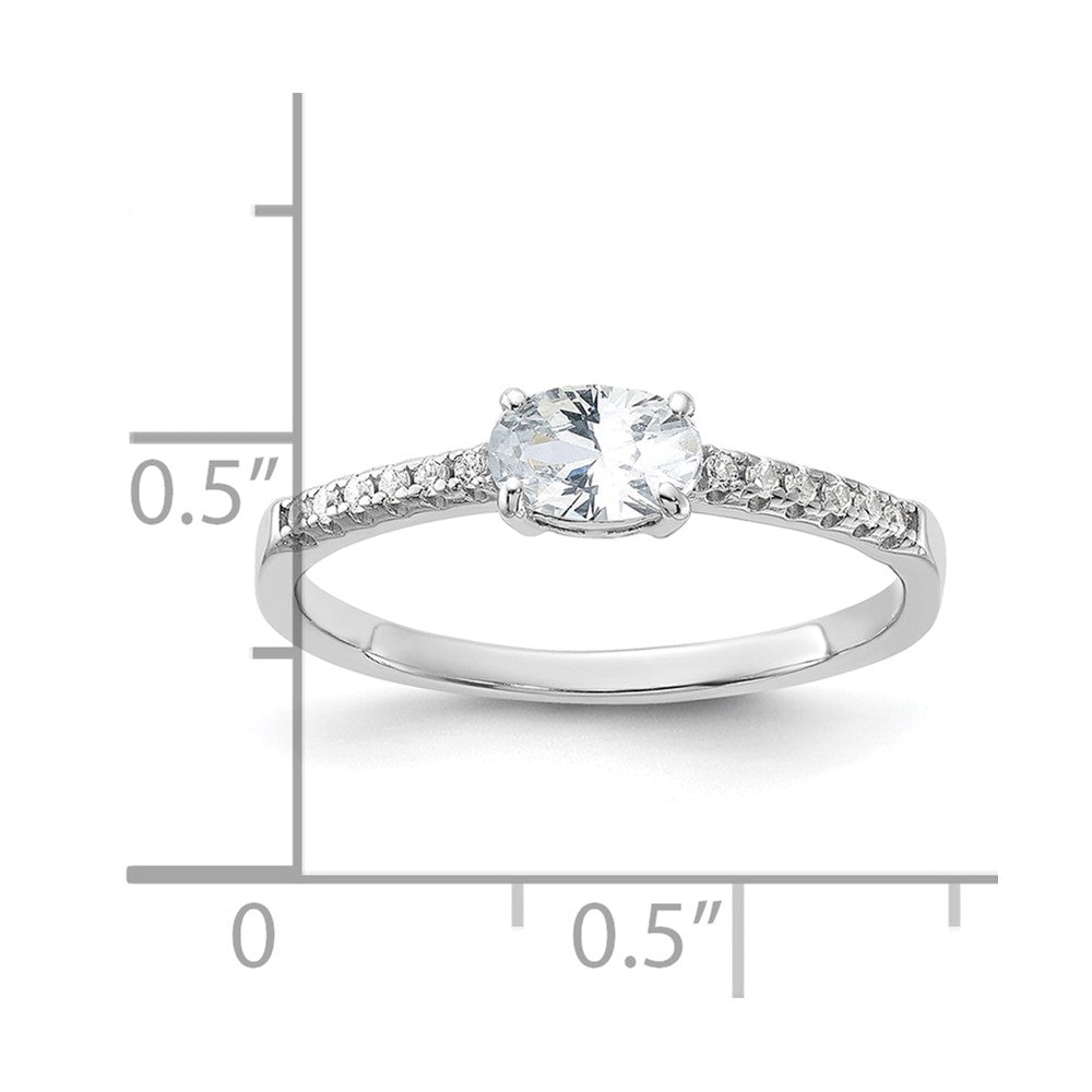 Sterling Silver Rhodium-plated Oval CZ Ring - 2