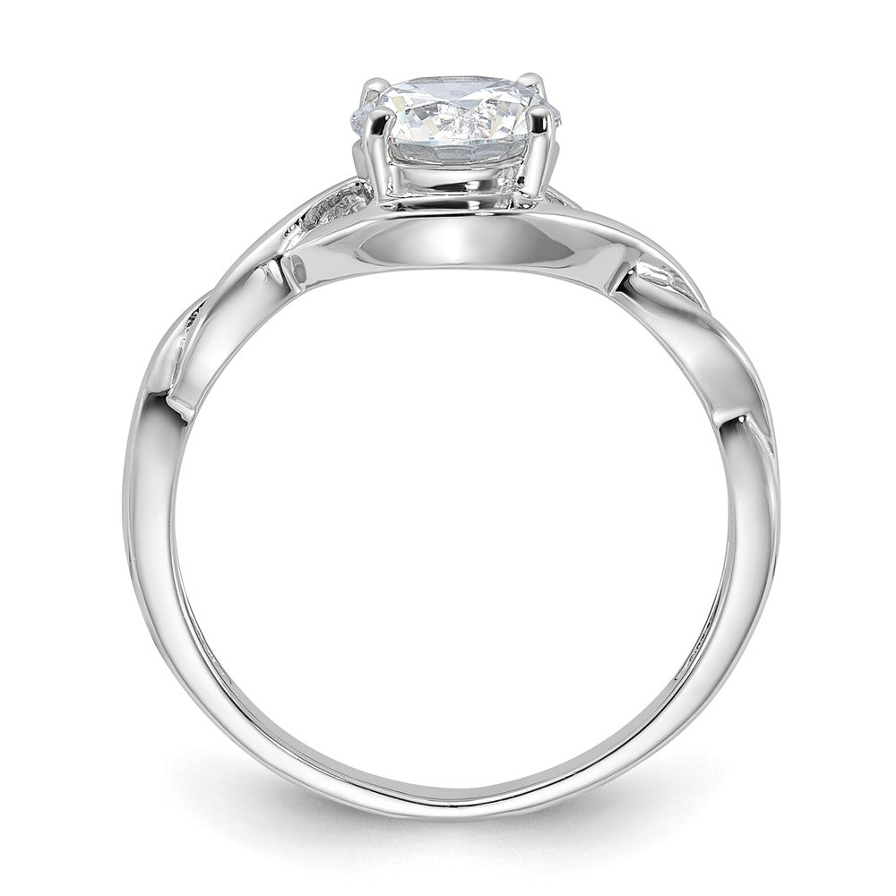 Sterling Silver Rhodium-plated 6.5mm CZ Twisted Ring - 3