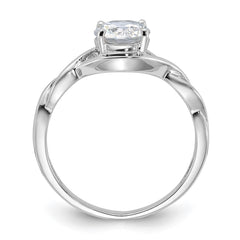 Sterling Silver Rhodium-plated 6.5mm CZ Twisted Ring - 2