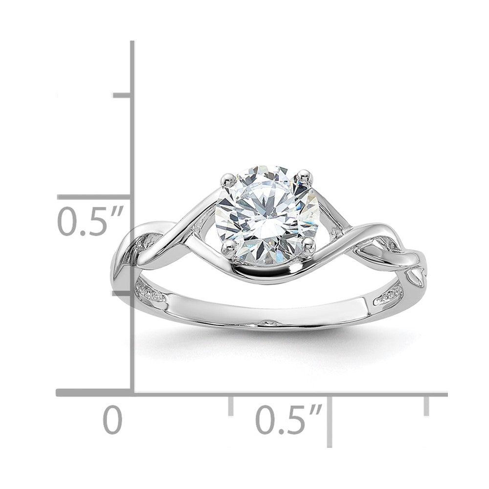 Sterling Silver Rhodium-plated 6.5mm CZ Twisted Ring - 3