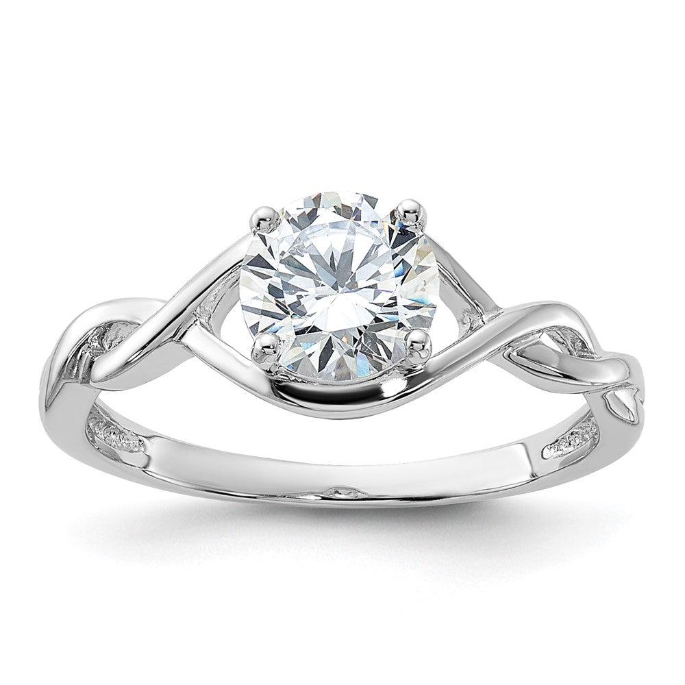 Sterling Silver Rhodium-plated 6.5mm CZ Twisted Ring - 3
