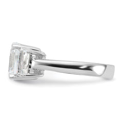 Sterling Silver Rhodium-plated Emerald-cut CZ 3-stone Ring - 3