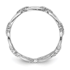 Sterling Silver Rhodium-plated CZ Bars & Oval Links Band - 3