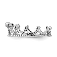Sterling Silver Rhodium-Plated CZ Crown Ring - 3
