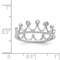 Sterling Silver Rhodium-Plated CZ Crown Ring - 3