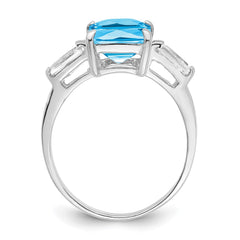 Sterling Silver Rhodium Blue Topaz Ring - 9