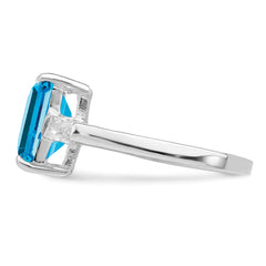 Sterling Silver Rhodium Blue Topaz Ring - 6