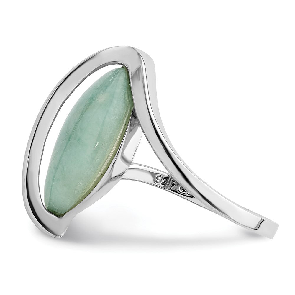 Sterling Silver Rhodium-plated Larimar Twisted Ring - 2