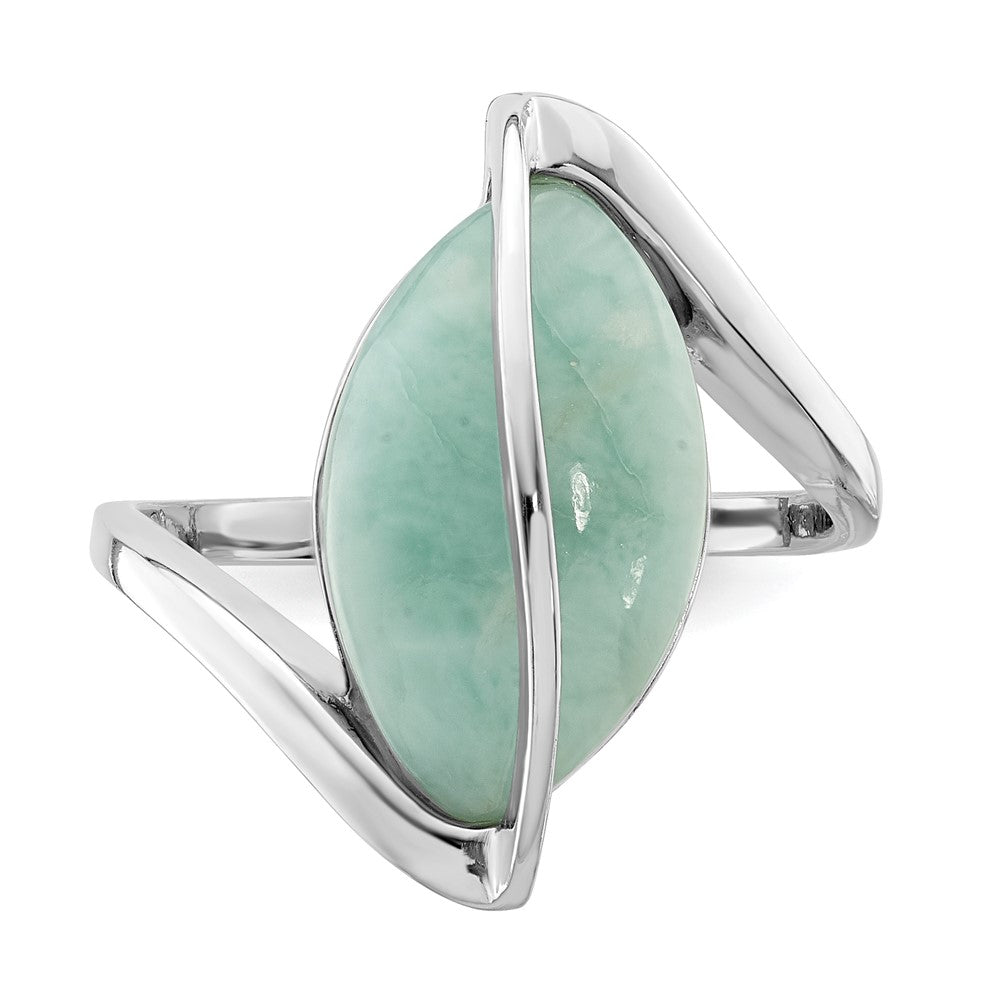 Sterling Silver Rhodium-plated Larimar Twisted Ring - 2