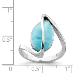 Sterling Silver Rhodium-plated Larimar Twisted Ring - 2
