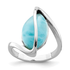 Sterling Silver Rhodium-plated Larimar Twisted Ring - 2