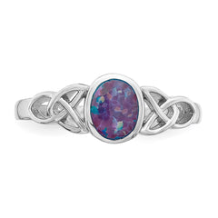 Sterling Silver Rhodium-plated Lab Created Opal Ring - 2