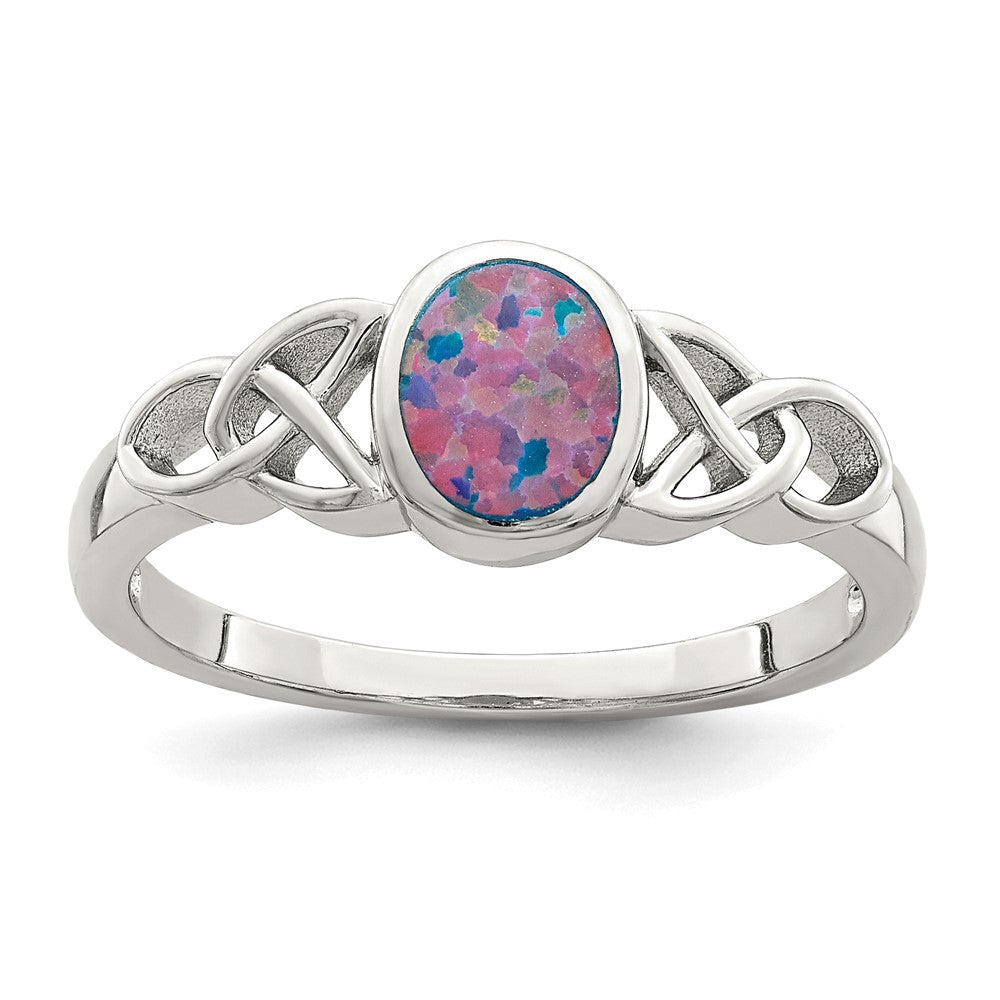 Sterling Silver Rhodium-plated Lab Created Opal Ring - 2