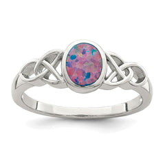 Sterling Silver Rhodium-plated Lab Created Opal Ring - 2