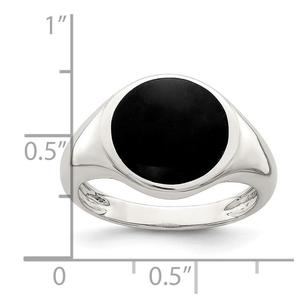 Sterling Silver Onyx Inlay Ring - 3