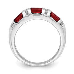 Sterling Silver Rhodium-plated Baguette Garnet & White Topaz Ring - 2
