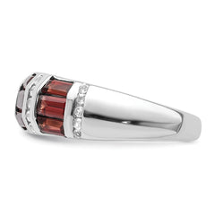 Sterling Silver Rhodium-plated Baguette Garnet & White Topaz Ring - 2