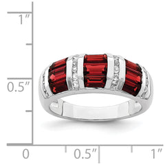 Sterling Silver Rhodium-plated Baguette Garnet & White Topaz Ring - 2