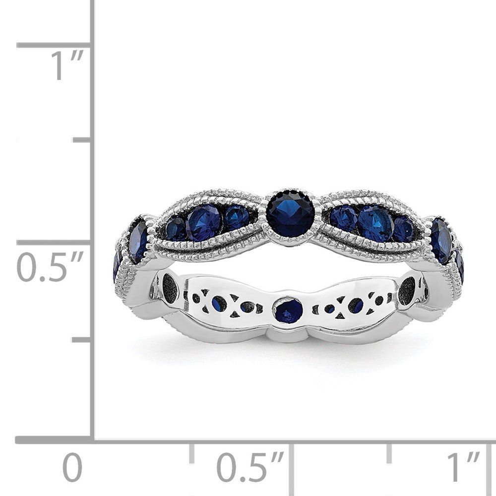 Sterling Silver Rhodium-plated Synthetic Blue Spinel Eternity Band - 2