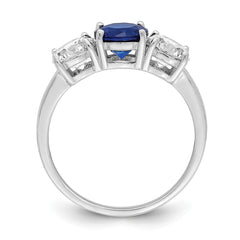 Sterling Silver Rhodium-plated Created Spinel & CZ 3 Stone Ring - 3