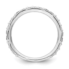 Sterling Silver Rhodium-plated Synthetic Blue Spinel & CZ Ring - 6