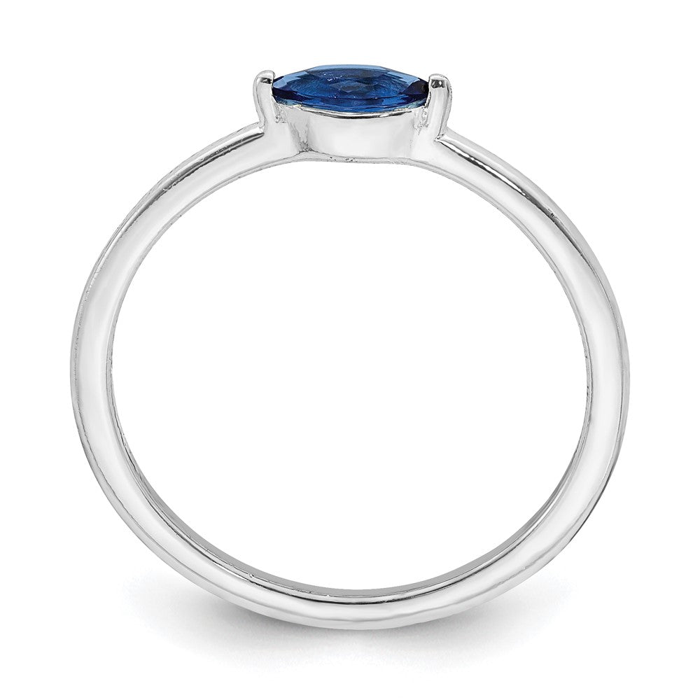 Sterling Silver Rhodium Plated Blue CZ Ring - 2